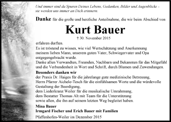 Traueranzeige von Kurt Bauer 