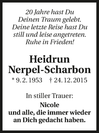 Traueranzeige von Heidrun Nerpel-Scharbon 