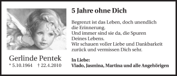 Traueranzeige von Gerlinde Pentek 