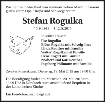 Traueranzeige von Stefan Rogulka 