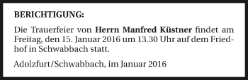 Traueranzeige von Manfred Küstner 