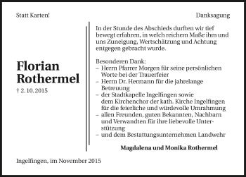 Traueranzeige von Florian Rothermel 