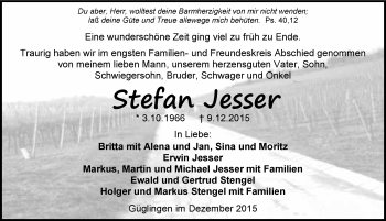 Traueranzeige von Stefan Jesser 