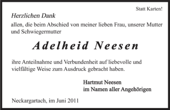 Traueranzeige von Adelheid Neesen 
