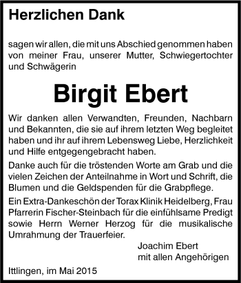 Traueranzeige von Birgit Ebert 