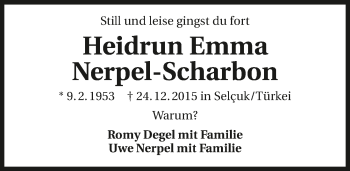 Traueranzeige von Heidrun Emma Nerpel-Scharbon 