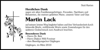 Traueranzeige von Martin Lack 