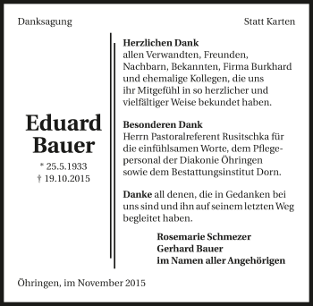 Traueranzeige von Eduard Bauer 