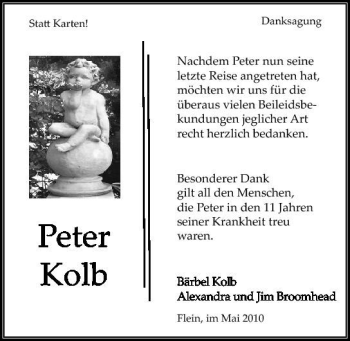 Traueranzeige von Peter Kolb 