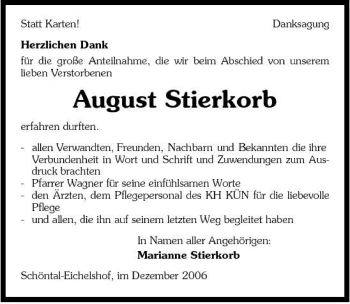 Traueranzeige von August Stierkorb 