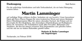 Traueranzeige von Martin Lamminger 