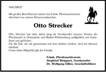Traueranzeige von Otto Strecker 