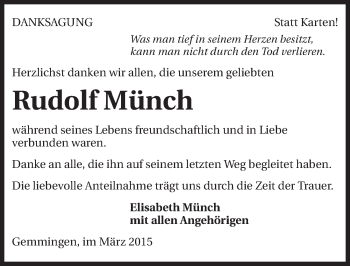 Traueranzeige von Rudolf Münch 
