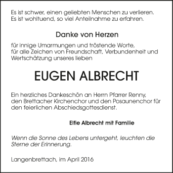 Traueranzeige von Eugen Albrecht 