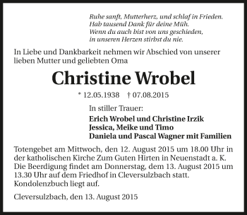 Traueranzeige von Christine Wrobel 