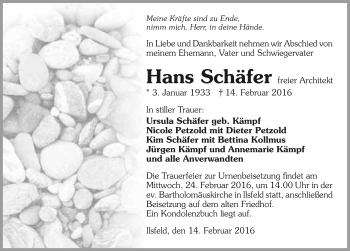 Traueranzeige von Hans Schäfer 