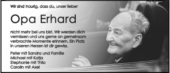 Traueranzeige von Erhard Hofmann 