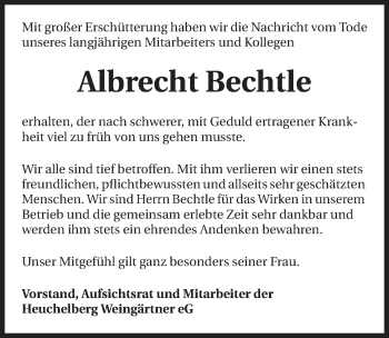 Traueranzeige von Albrecht Bechtle 