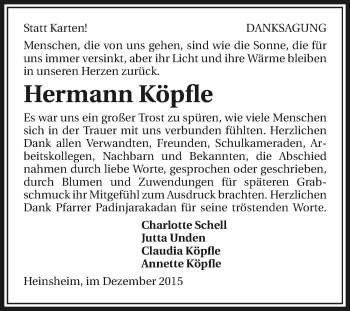Traueranzeige von Hermann Köpfle 