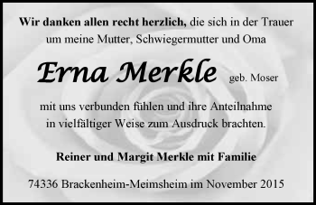 Traueranzeige von Erna Merkle 
