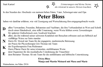 Traueranzeige von Peter Bloss 