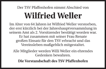 Traueranzeige von Wilfried Weller 