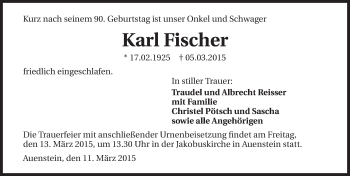 Traueranzeige von Karl Fischer 