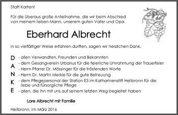 Traueranzeige von Eberhard Albrecht 