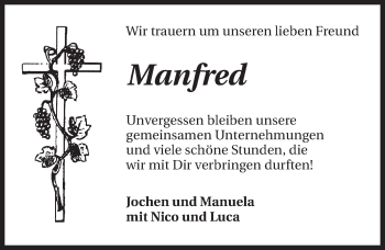 Traueranzeige von Manfred Walch 