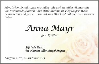 Traueranzeige von Anna Mayr 