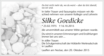 Traueranzeige von Silke Goedicke 