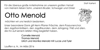Traueranzeige von Otto Menold 