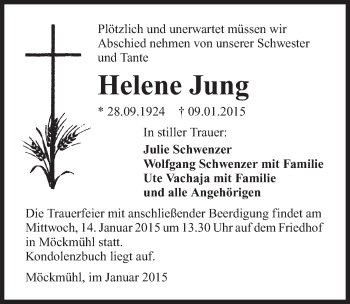 Traueranzeige von Helene Jung 