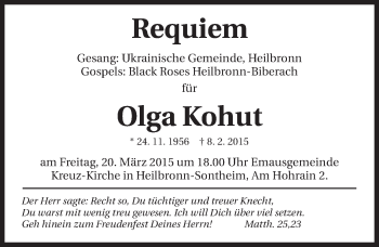 Traueranzeige von Olga Kohut 