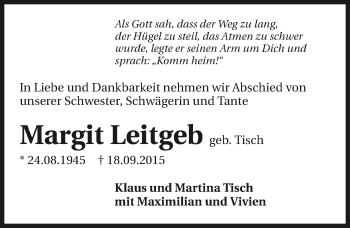 Traueranzeige von Margit Leitgeb 