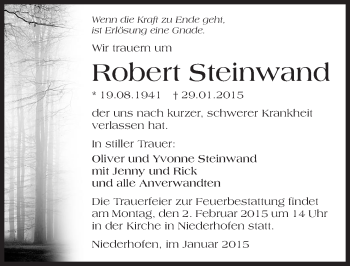 Traueranzeige von Robert Steinwand 