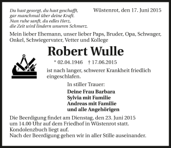 Traueranzeige von Robert Wulle 