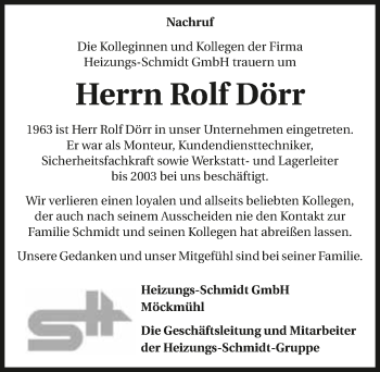 Traueranzeige von Rolf Dörr 