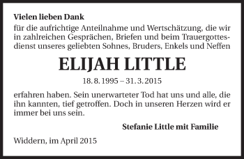 Traueranzeige von Elijah Little 