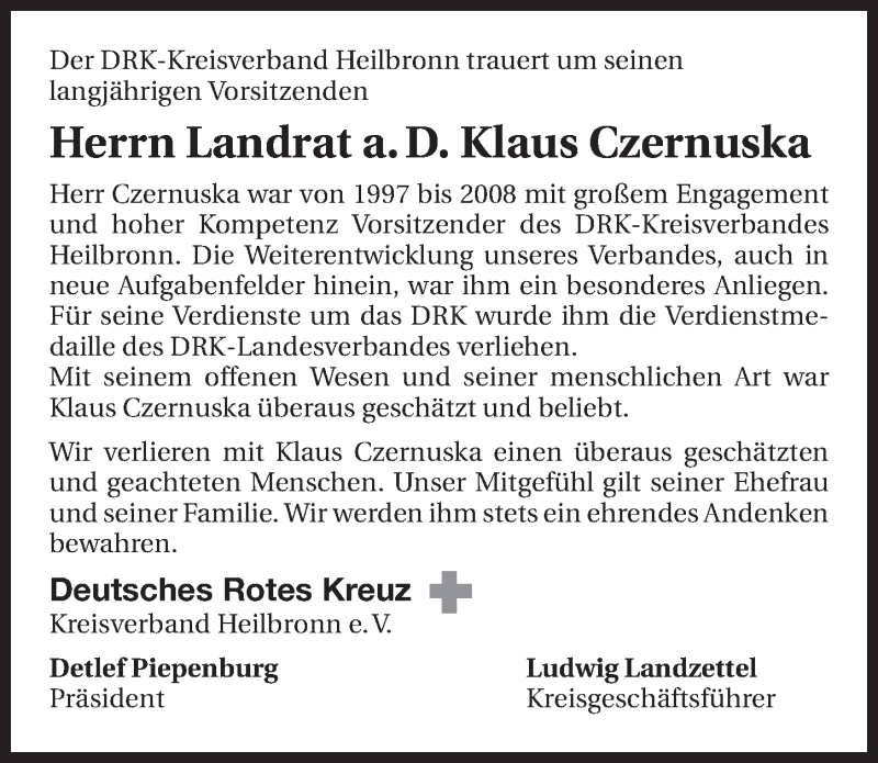  Traueranzeige für Klaus Czernuska vom 06.02.2015 aus 