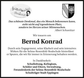 Traueranzeige von Bernd Konrad 