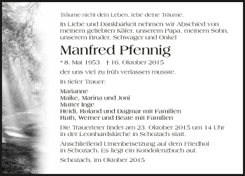 Traueranzeige von Manfred Pfennig 