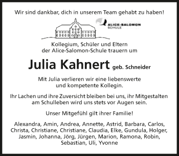 Traueranzeige von Julia Kahnert 