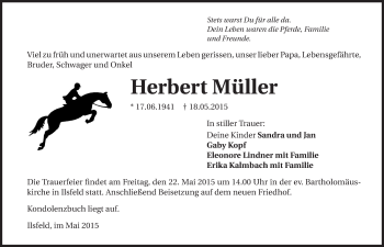 Traueranzeige von Herbert Müller 