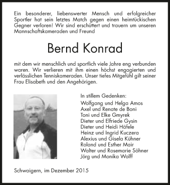Traueranzeige von Bernd Konrad 