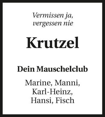 Traueranzeige von Jürgen Krzcal 