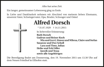Traueranzeige von Alfred Dorsch 