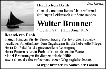 Traueranzeige von Walter Bronner 