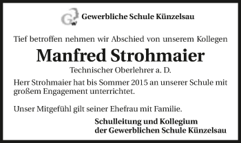 Traueranzeige von Manfred Strohmaier 