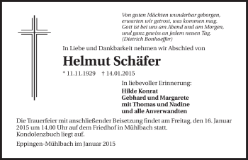 Traueranzeige von Helmut Schäfer 